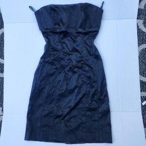 Bebe Black Satin Strapless Mini Dress XS | Y2K Cocktail Party Holiday Dress
